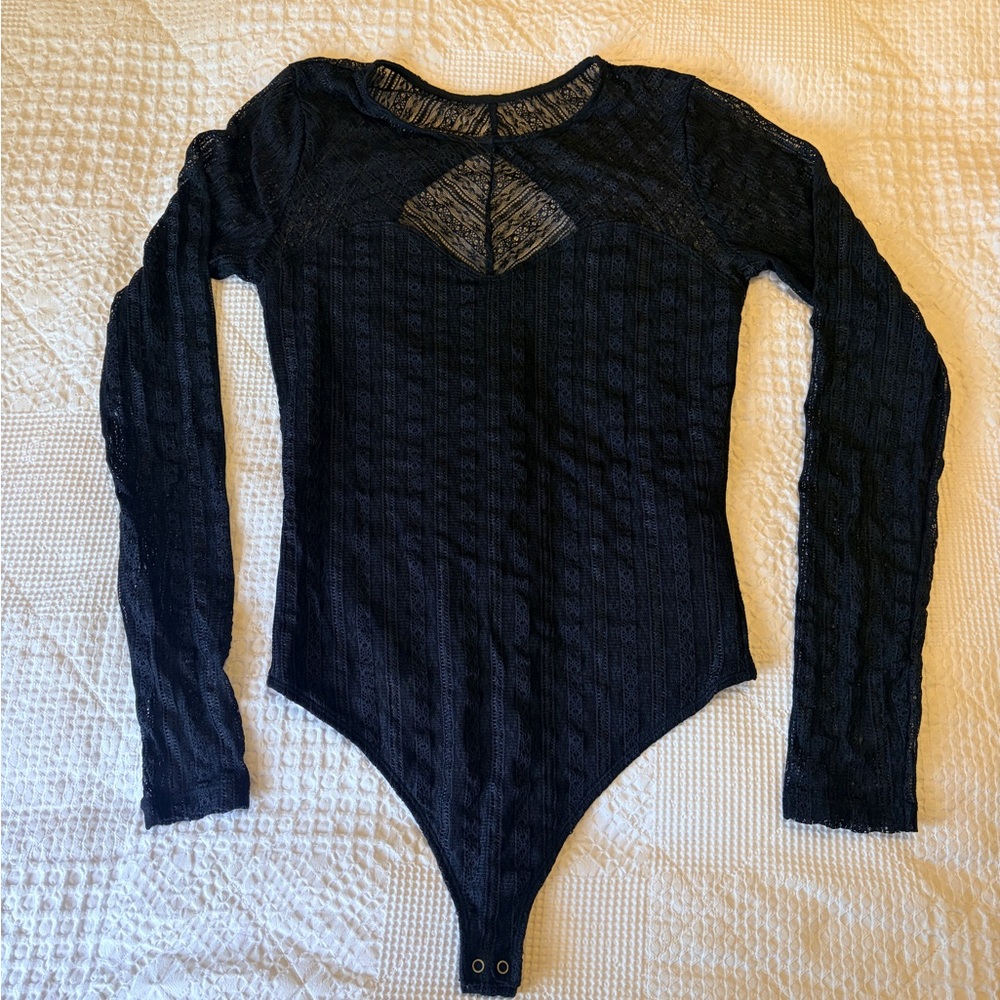 Abercrombie & Fitch Navy Lace Sweetheart Bodysuit